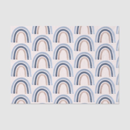 Blauw en perzik regenboog Boho patroon Tissuepapier (Voorkant)