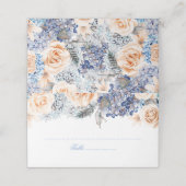 Blauw en perzik Waterverf Bloemen bruiloft (Buitenkant ongevouwen)