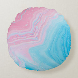 BLAUW EN PINK PAINTING ROND KUSSEN