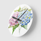 BLAUW EN PINK WATERVERF HYDRANGEA CLOCK RONDE KLOK (Hoek)