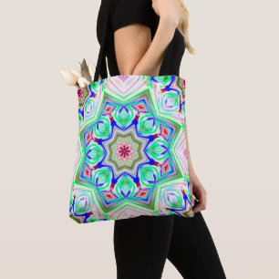 Blauw en rode tinten met acht punten sterren kalei draagtas
