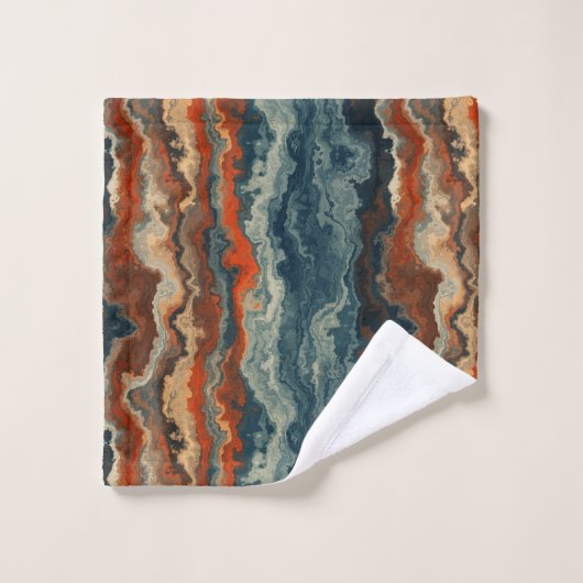 Blauw en Roest Abstract Bad Handdoek (Wasdoekje)
