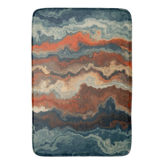 Blauw en Roest Abstract Badmat (Voorkant Verticaal)