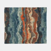 Blauw en Roest Abstract Fleece Deken (Voorkant (Horizontaal))