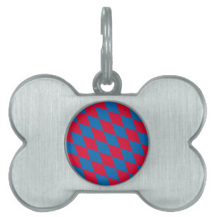 Blauw en Rood Bavaria Diamond Flag Patroon Huisdieren Naamplaatje