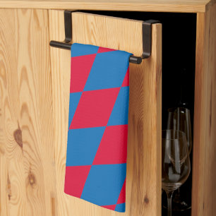 Blauw en Rood Bavaria Diamond Flag Patroon Theedoek