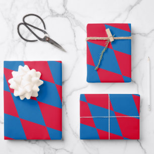 Blauw en rood Boven-Beiers diamanten vlagpatroon Inpakpapier Vel
