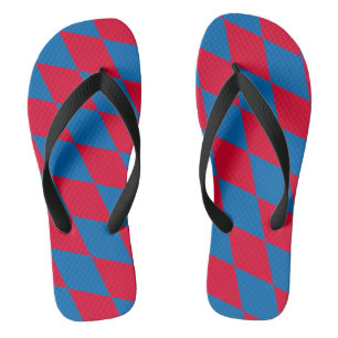 Blauw en rood Boven-Beiers diamanten vlagpatroon Teenslippers