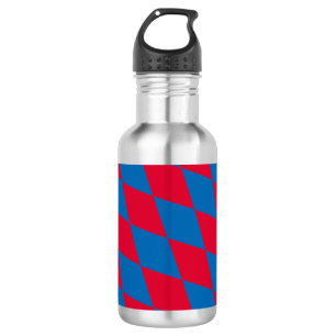Blauw en rood Boven-Beiers diamanten vlagpatroon Waterfles