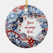 Blauw en rood Chiyogami Ornament (Voorkant)