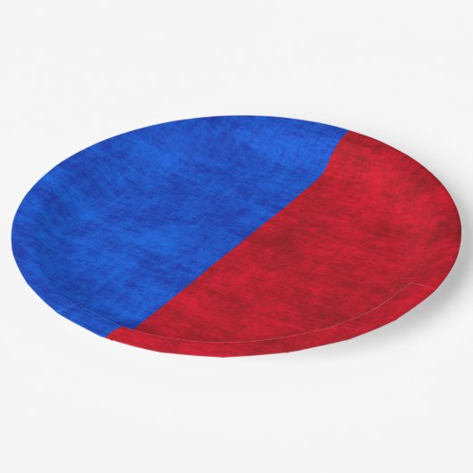 Blauw en Rood Distressed Two-Tone Pattern Papieren Bordje (Gekanteld)