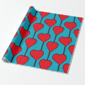 Blauw en rood eenvoudig hart cadeaupapier (Uitgerold)