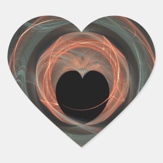 Blauw en rood Fractal Art Omcirkeld Hart Hart Sticker (Voorkant)