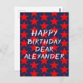 Blauw en rood gelukkig verjaardag  briefkaart (Voorkant / Achterkant)