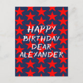 Blauw en rood gelukkig verjaardag  briefkaart (Voorkant)