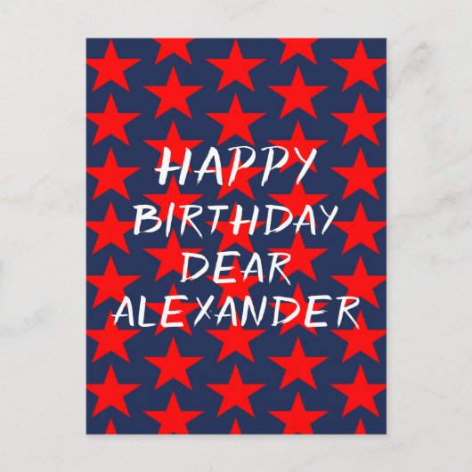 Blauw en rood gelukkig verjaardag  briefkaart (Voorkant)