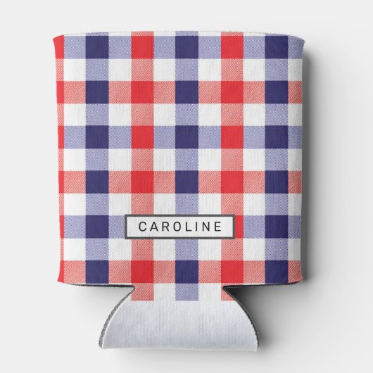 Blauw en Rood geruite Custom Name Cooler (Achterkant)