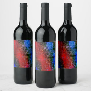 Blauw en rood, gevild met "olieverf" wijn etiket