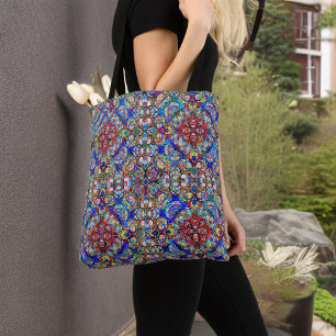 Blauw en rood Glas in lood Kijk Kaleidoscoop Draagtas