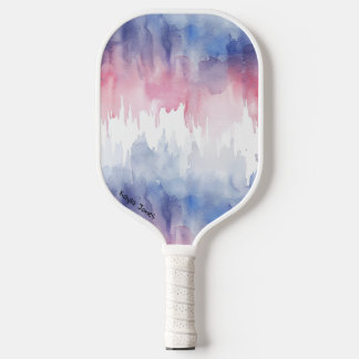 Blauw en rood grillige gepersonaliseerde Waterverf Pickleball Paddle