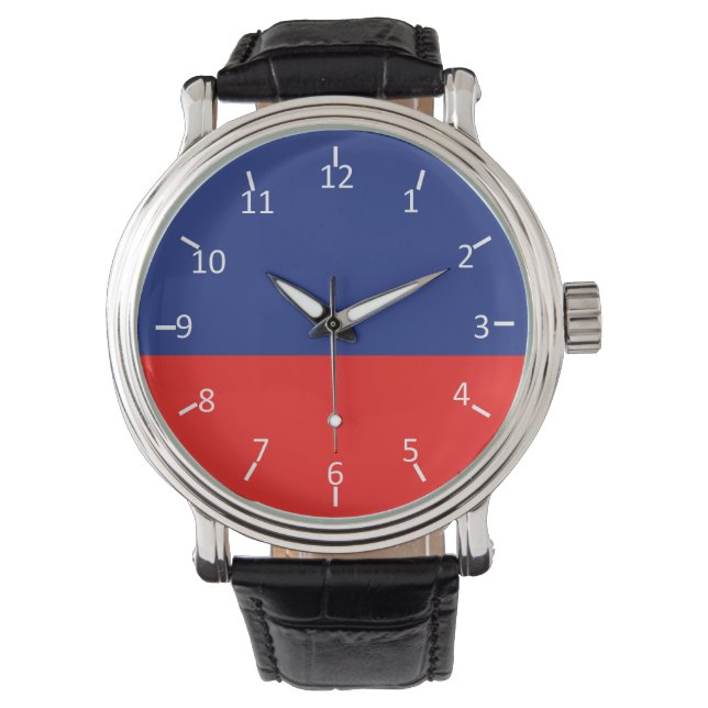 Blauw en rood horloge (Voorkant)