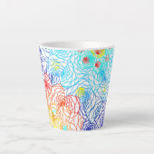 Blauw en rood Intricate Vloerpatroon Latte Mok (Voorkant)