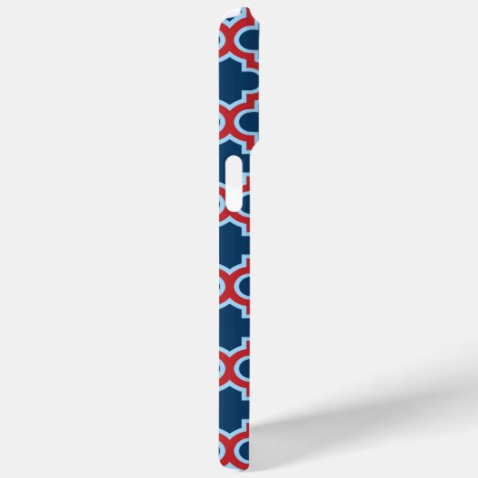 Blauw en Rood Marokkaans latwerk, Quatrefoil Case-Mate iPhone Case (Achterkant / Rechts)