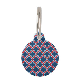 Blauw en Rood Marokkaans latwerk, Quatrefoil Huisdierpenning