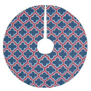 Blauw en Rood Marokkaans latwerk, Quatrefoil Kerstboom Rok