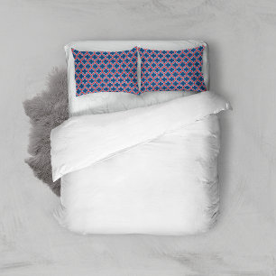 Blauw en Rood Marokkaans latwerk, Quatrefoil Kussensloop