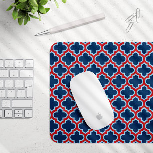 Blauw en Rood Marokkaans latwerk, Quatrefoil Muismat