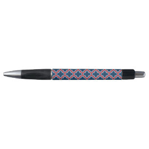 Blauw en Rood Marokkaans latwerk, Quatrefoil Pen