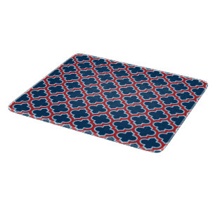Blauw en Rood Marokkaans latwerk, Quatrefoil Snijplank
