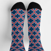 Blauw en Rood Marokkaans latwerk, Quatrefoil