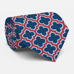 Blauw en Rood Marokkaans latwerk, Quatrefoil Stropdas