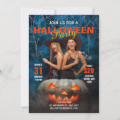 Blauw en Rood Moderne Halloween Party Uitnodiging (Voorkant)