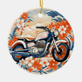 Blauw en Rood Motorcycle Chiyogami Ornament (Voorkant)