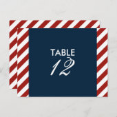 Blauw en rood Nautical Table Number Briefkaart (Voorkant / Achterkant)