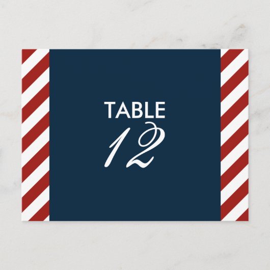 Blauw en rood Nautical Table Number Briefkaart (Voorkant)