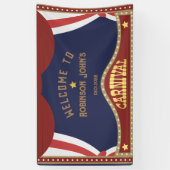 Blauw en Rood Retro Carnaval verjaardagsbanner Spandoek (Verticaal)
