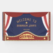 Blauw en Rood Retro Carnaval verjaardagsbanner Spandoek (Horizontaal)