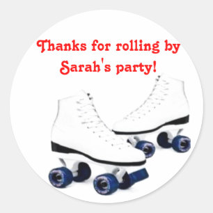 Blauw en Rood Roller Schaats Verjaardag Sticker