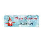 Blauw en rood Schattige Gnome Kerstadres Etiket (Voorkant)