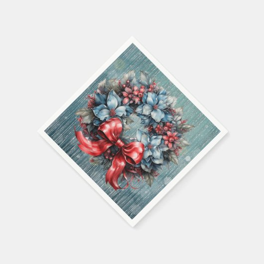 Blauw en rood Sparkly Kranslint Servet (Hoek)