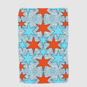 Blauw en rood Star-patroon Golfhanddoek (Voorkant)