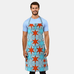 Blauw en rood sterpatroon schort