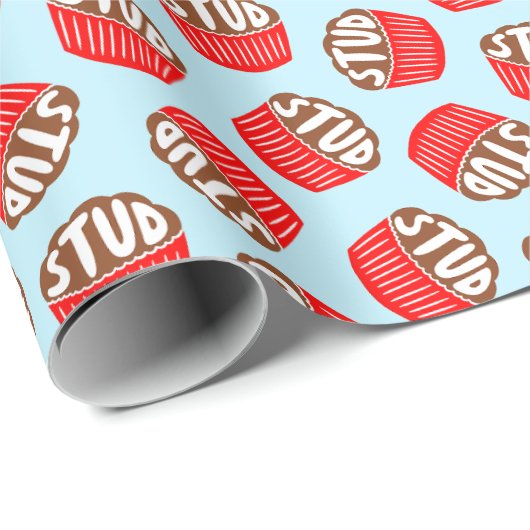 Blauw en Rood Stud Muffin Valentijn Wrapping Papie Cadeaupapier (Rol Hoek)