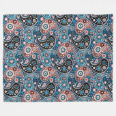 Blauw en rood traditioneel printpatroon fleece deken (Voorkant (Horizontaal))