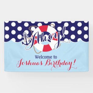 Blauw en Rood, Zeeman, Nautische Verjaardag Spandoek