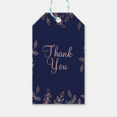 Blauw en Roos Glam Botanische Elegant Weddenschap Cadeaulabel (Voorkant)